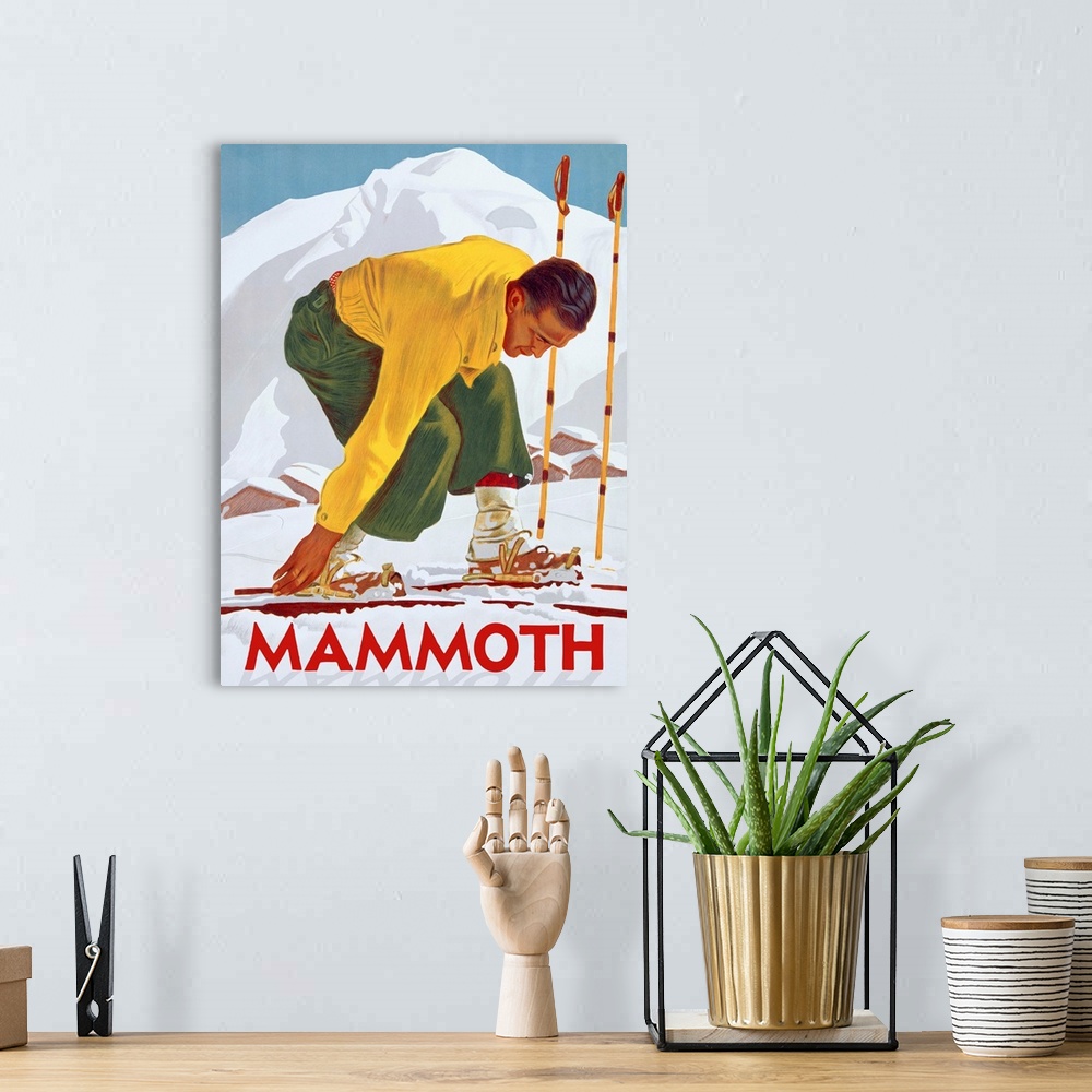 A bohemian room featuring Mammoth Mountain Vintage Advertising Poster