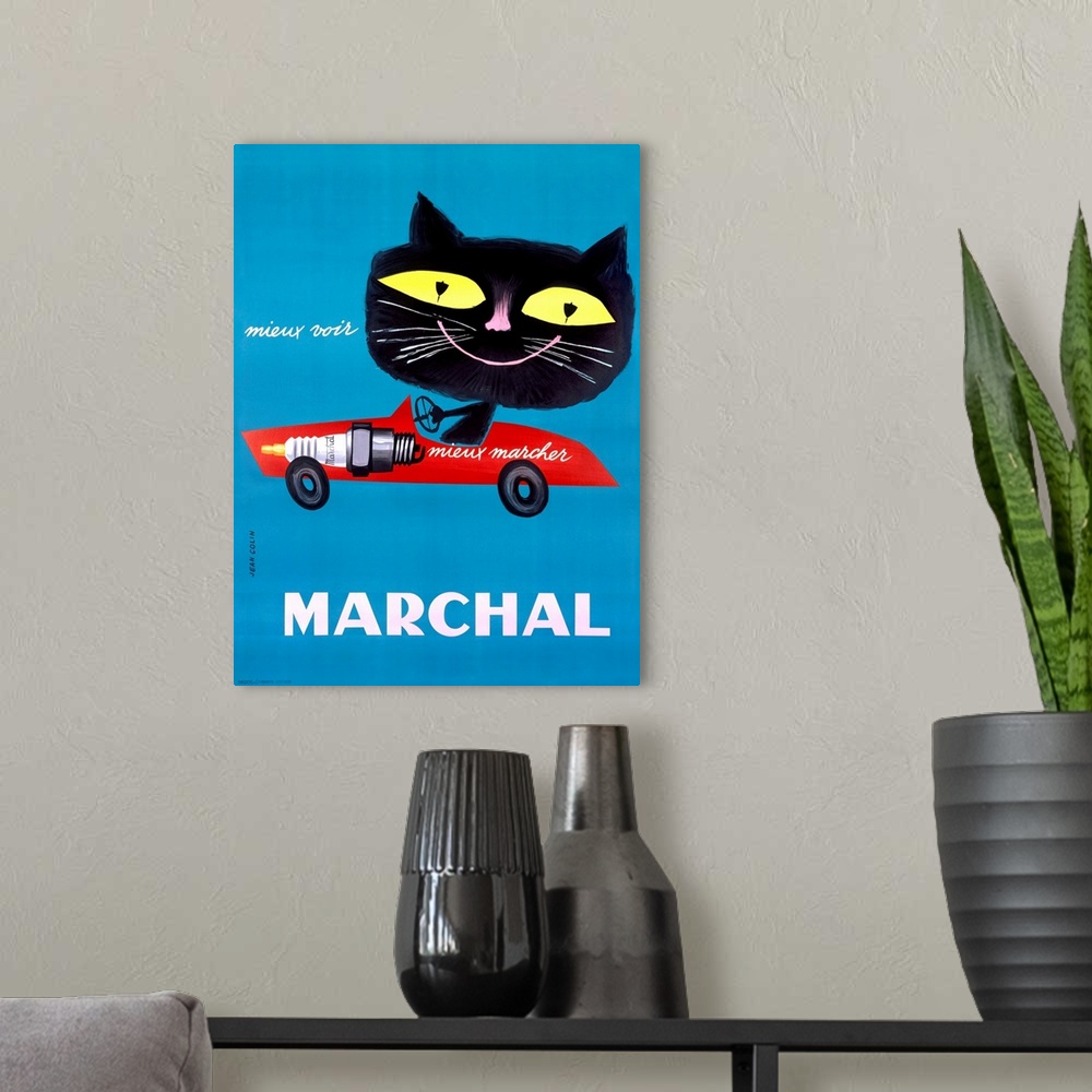 A modern room featuring Marchal Vintage Advertising Poster