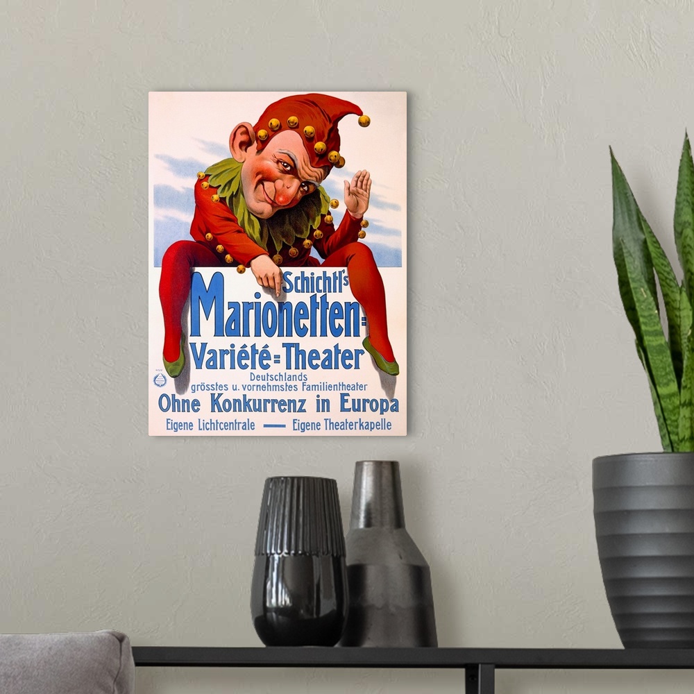 A modern room featuring Marrionette Puppet Theater, Vintage Poster