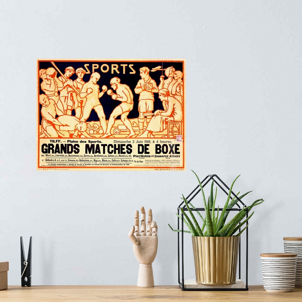 A bohemian room featuring Matches de Boxe, by Emile Berchmans, Vintage Poster