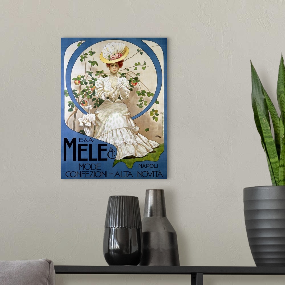 A modern room featuring Italian Vintage Poster, Mele Cover