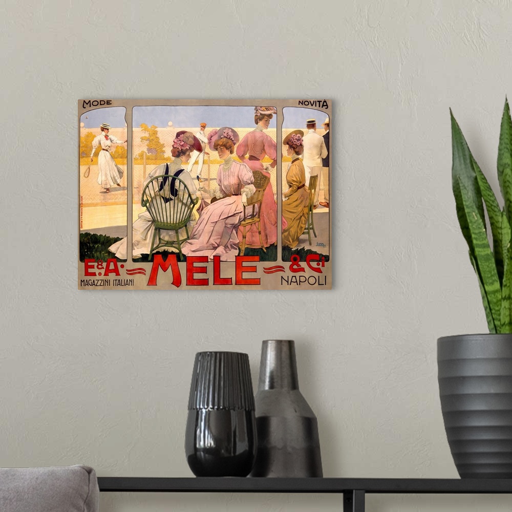A modern room featuring Italian Vintage Poster, Mele Cover, Tennis