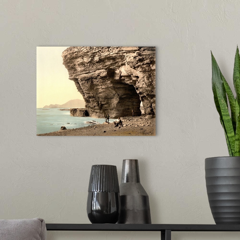 A modern room featuring Hand colored photograph of Menawn cliffs, Achill, country mayo, Ireland.