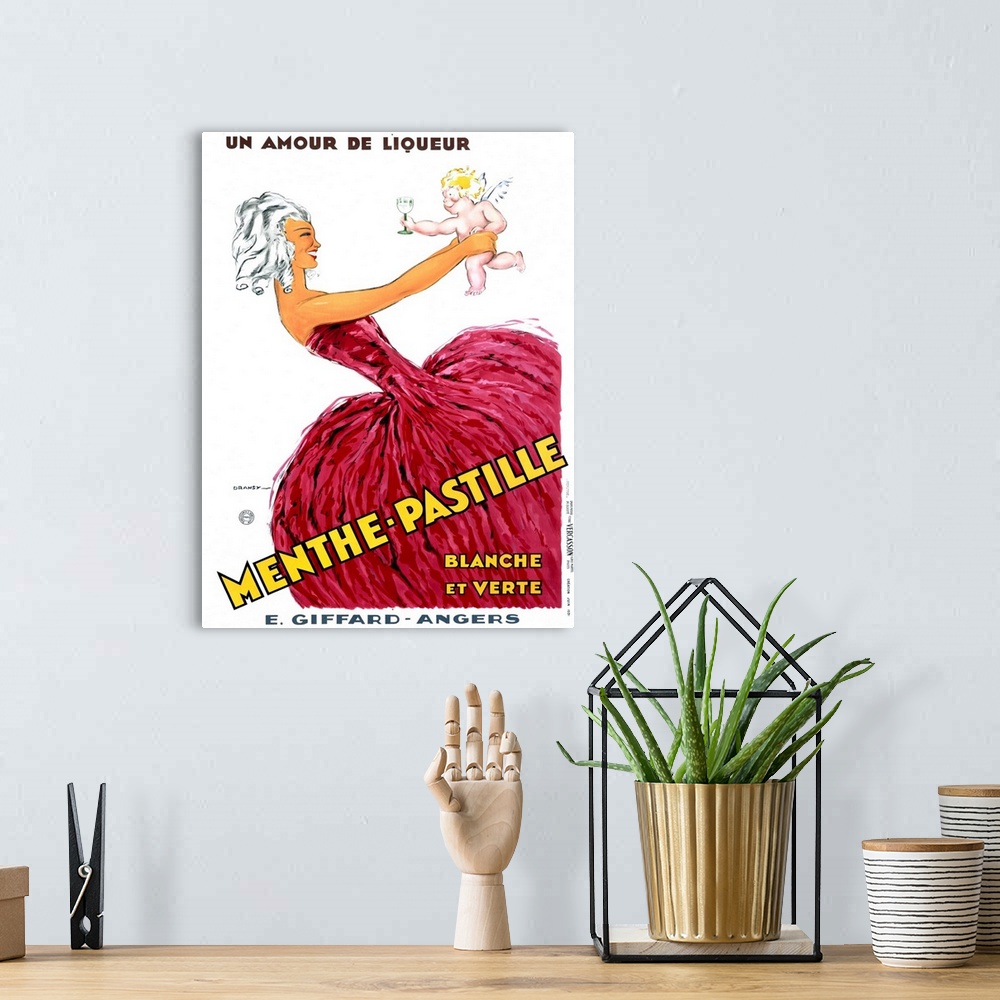 A bohemian room featuring Menth Pastille, Vintage Poster