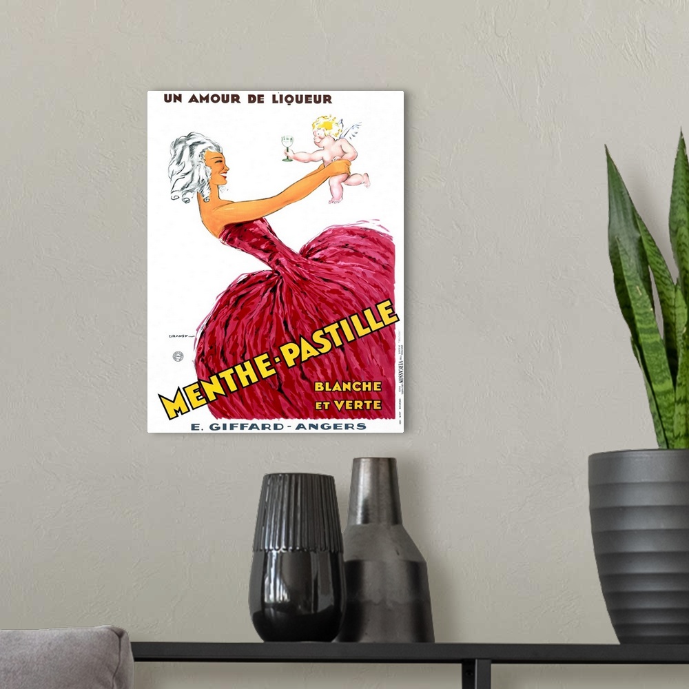 A modern room featuring Menth Pastille, Vintage Poster