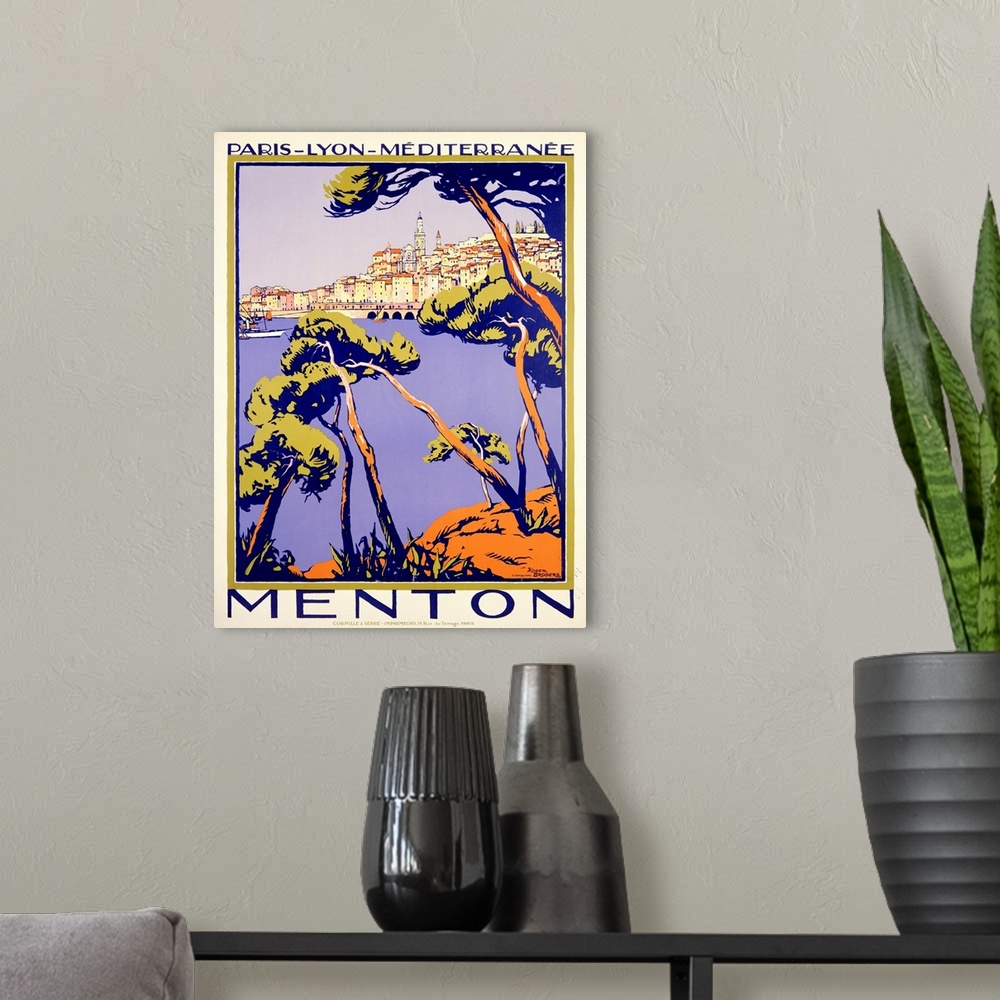 A modern room featuring Vintage Poster, Menton City