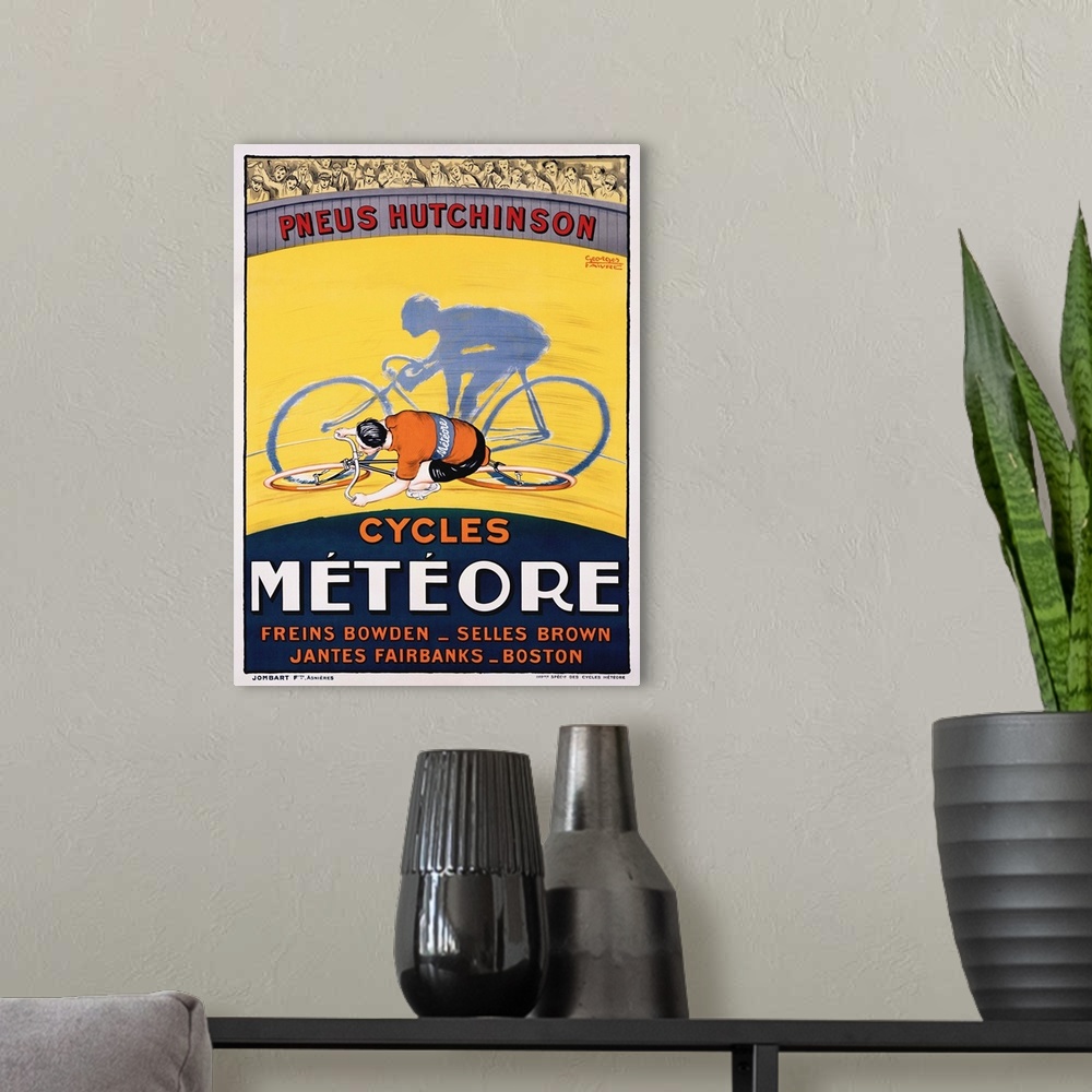 A modern room featuring Meteor Bicycle Vintage Advertising Poster