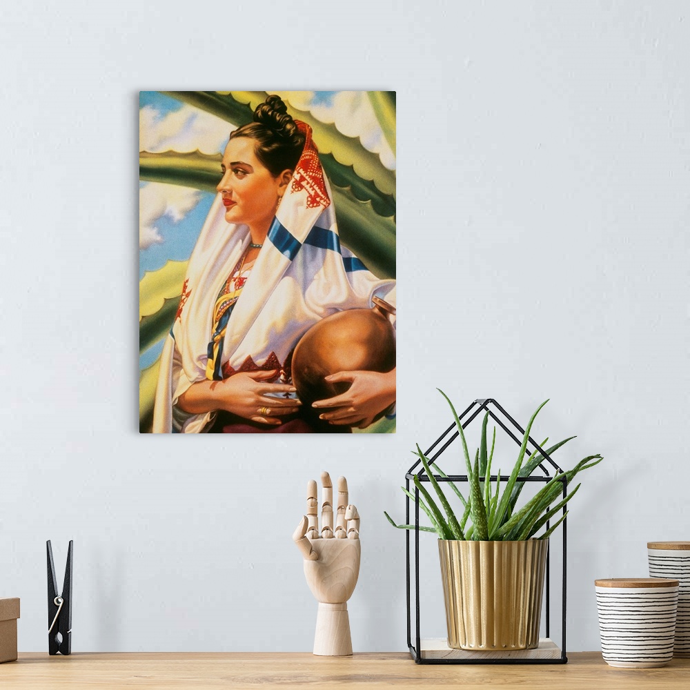 A bohemian room featuring Vintage Mexico Travel Poster