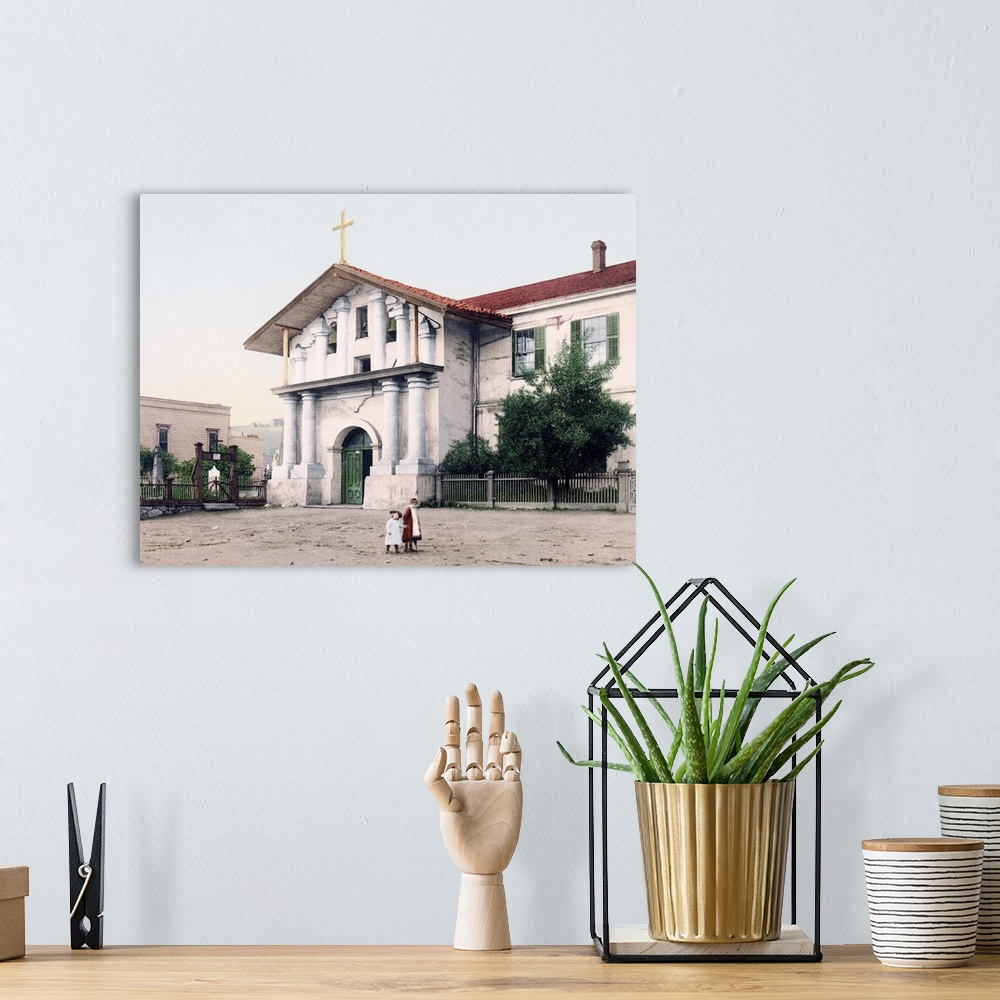 A bohemian room featuring Mission Dolores San Francisco California Vintage Photograph