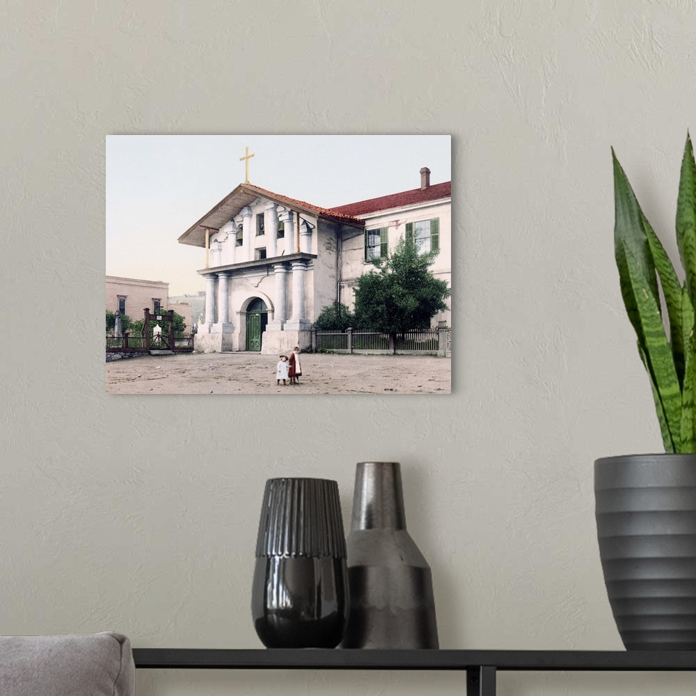 A modern room featuring Mission Dolores San Francisco California Vintage Photograph