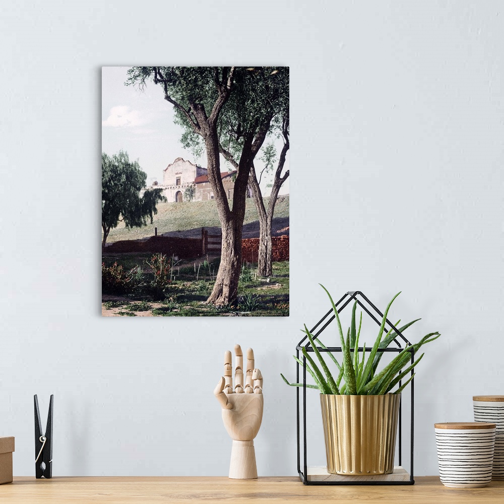 A bohemian room featuring Mission San Diego California Vintage Photograph