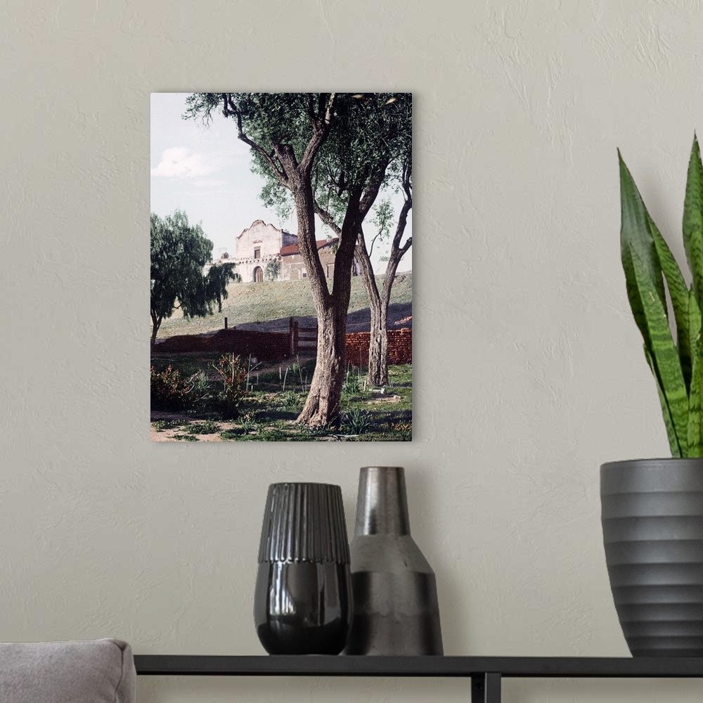 A modern room featuring Mission San Diego California Vintage Photograph