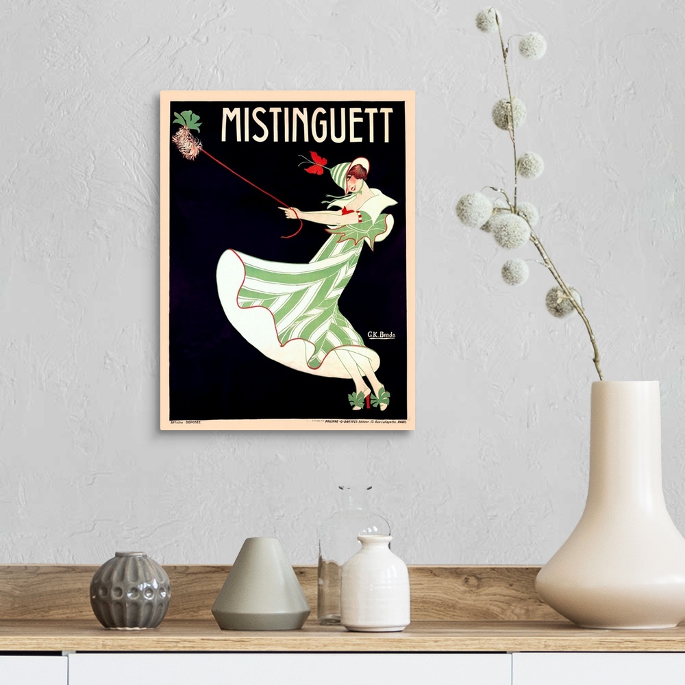 A farmhouse room featuring Mistinguett, Vintage Poster, by Georges Kugelmann Benda
