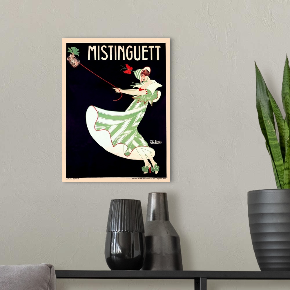 A modern room featuring Mistinguett, Vintage Poster, by Georges Kugelmann Benda