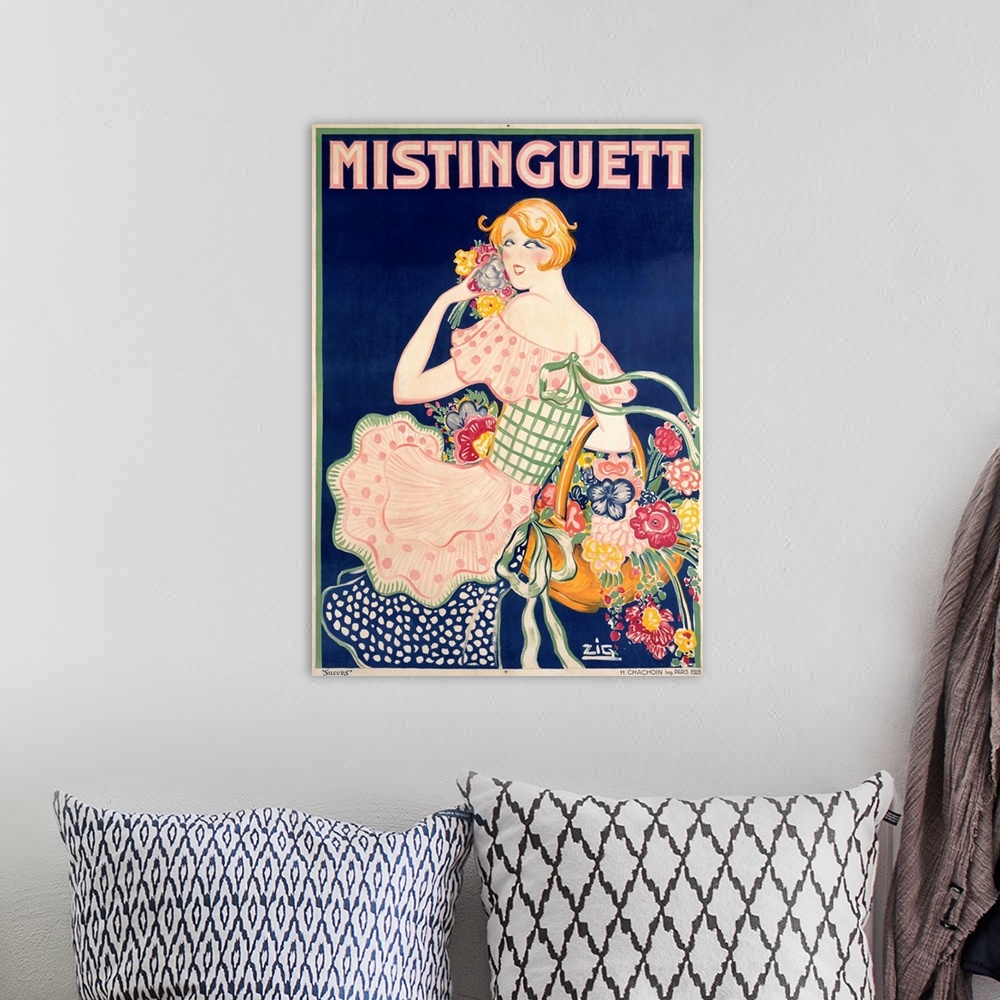 A bohemian room featuring Mistinguett, Vintage Poster, by Louis Gaudin