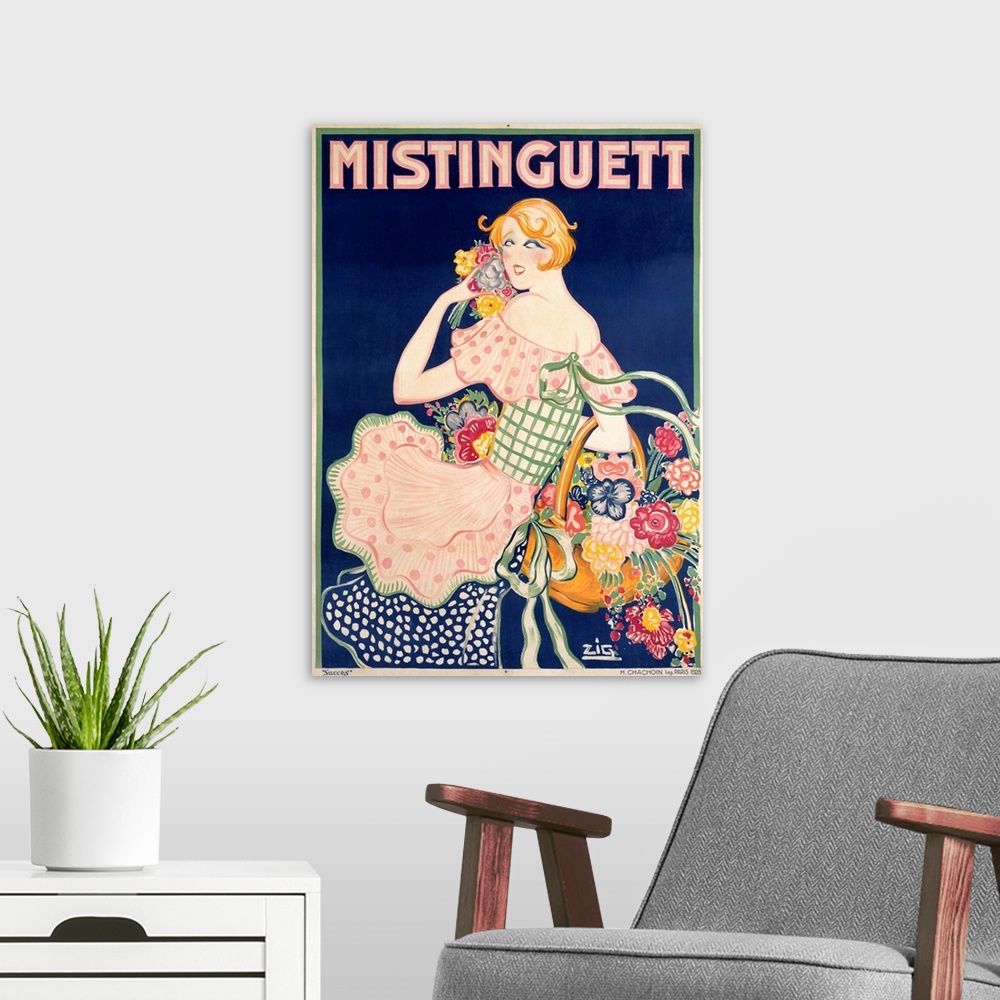 A modern room featuring Mistinguett, Vintage Poster, by Louis Gaudin