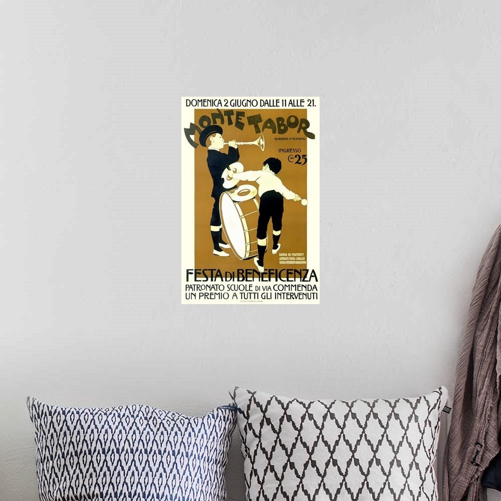A bohemian room featuring Monte Tabor Bennefit Festa, Vintage Poster