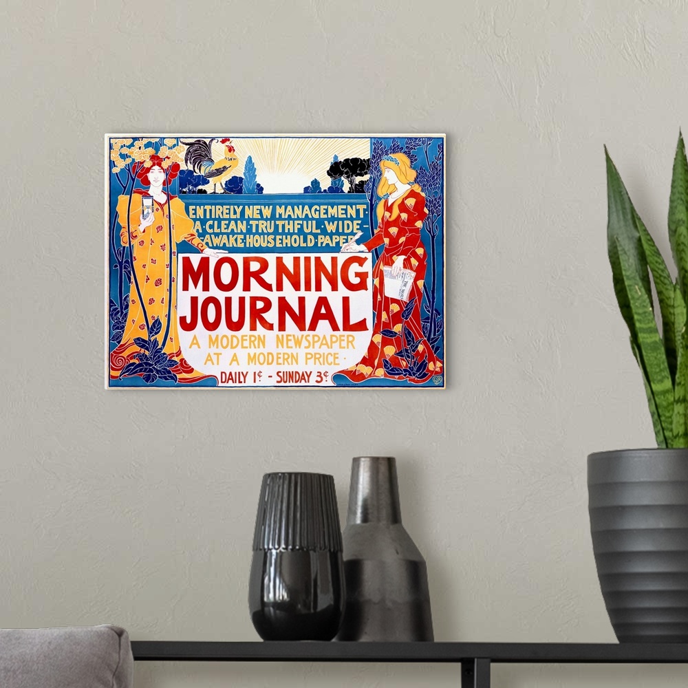 A modern room featuring Morning Journal, Newspaper, Vintage Poster, by Louis John Rhead