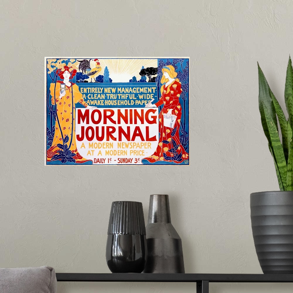 A modern room featuring Morning Journal, Newspaper, Vintage Poster, by Louis John Rhead