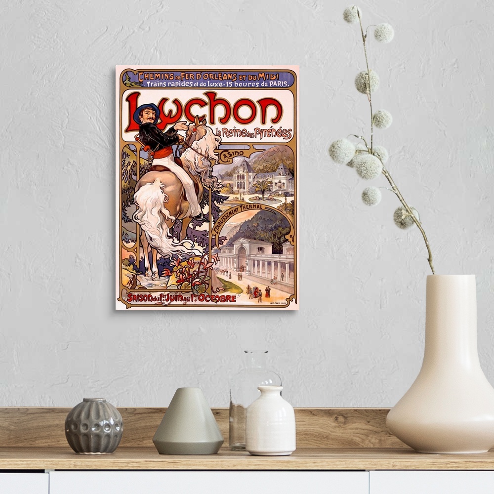 A farmhouse room featuring French Vintage Poster, Luchon Casino Spa