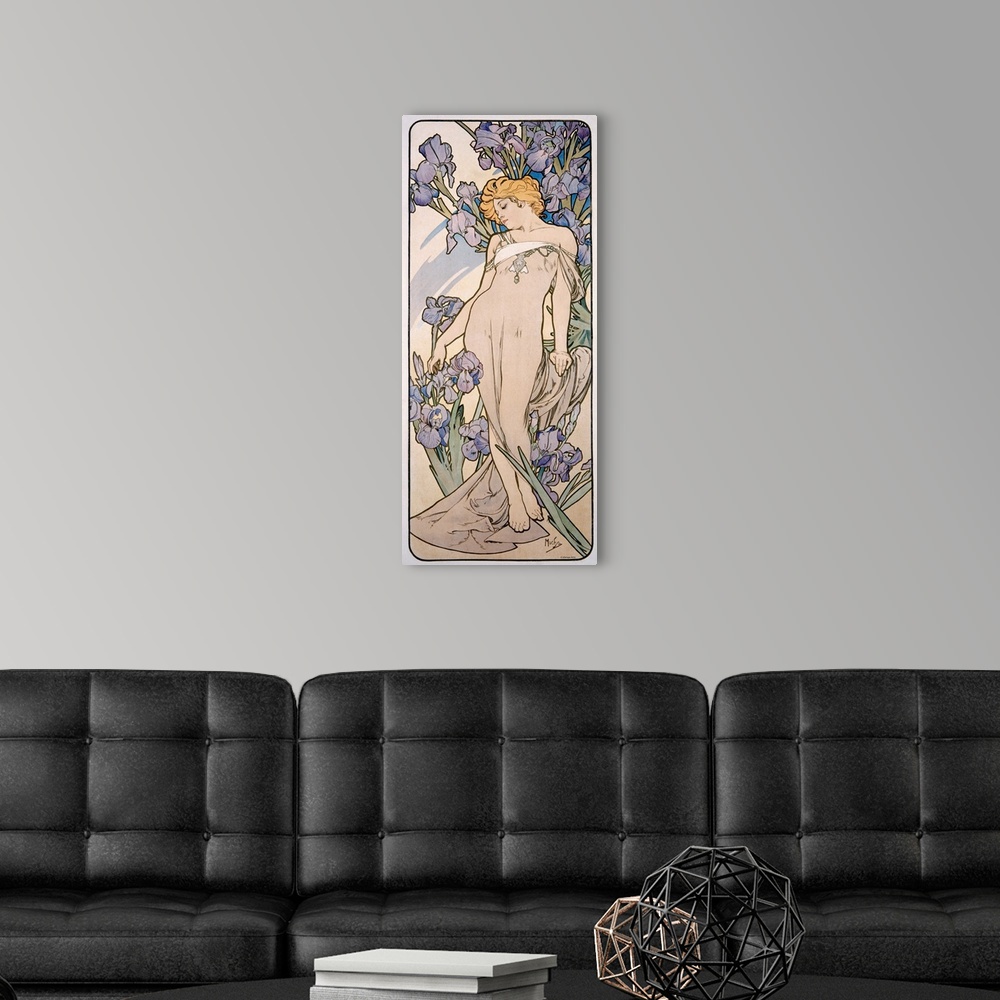 A modern room featuring Vintage French Poster