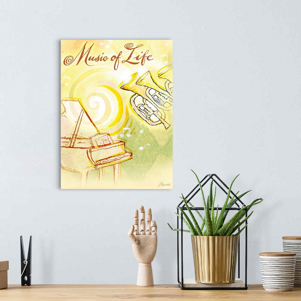 A bohemian room featuring Music of Life Inspirational Print