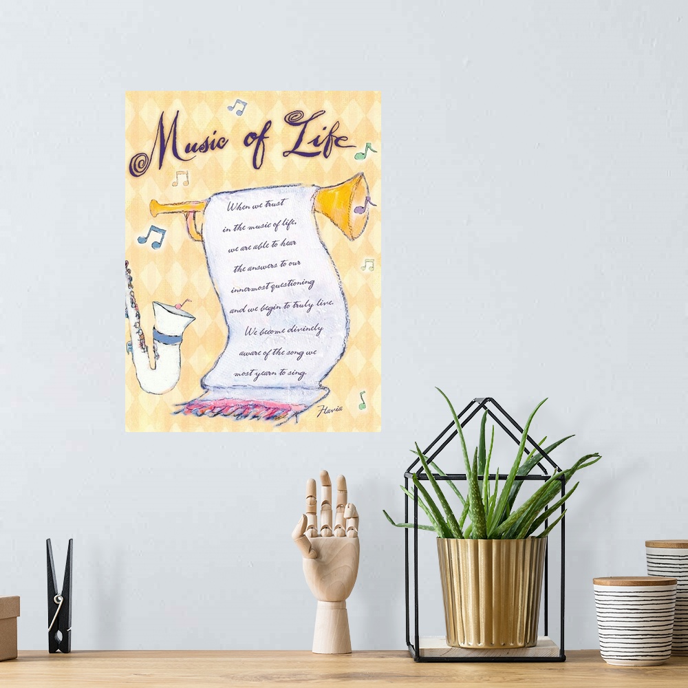 A bohemian room featuring Music of Life Print