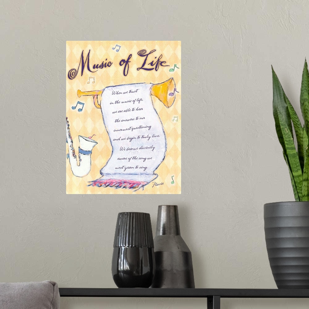 A modern room featuring Music of Life Print