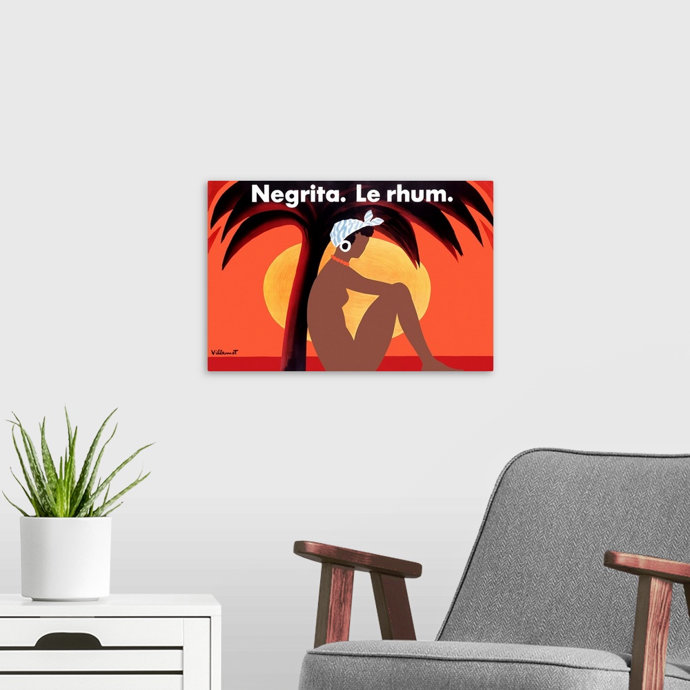 A modern room featuring Negrita Le Rhum Vintage Advertising Poster