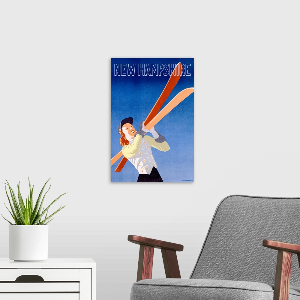 A modern room featuring New Hampshire, Vintage Poster, by Hachenberger