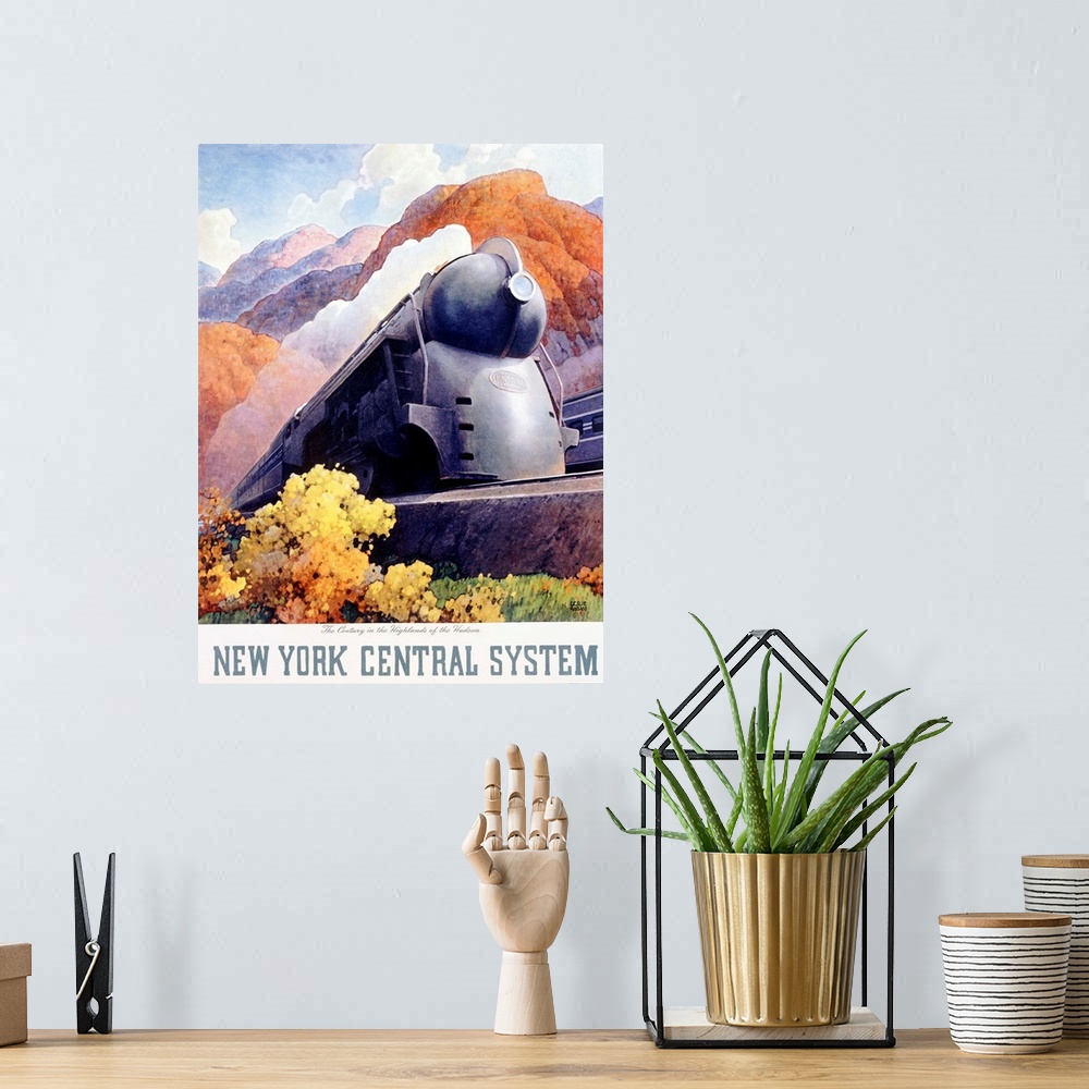 A bohemian room featuring New York Central System, Vintage Poster, by Leslie Ragan