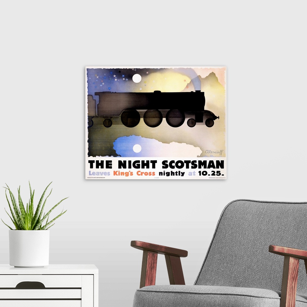 A modern room featuring Night Scotsman Vintage Advertising Poster