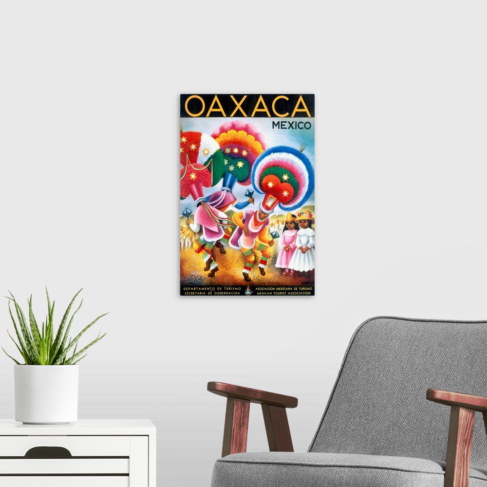 A modern room featuring Oaxaca, Mexico, Vintage Poster