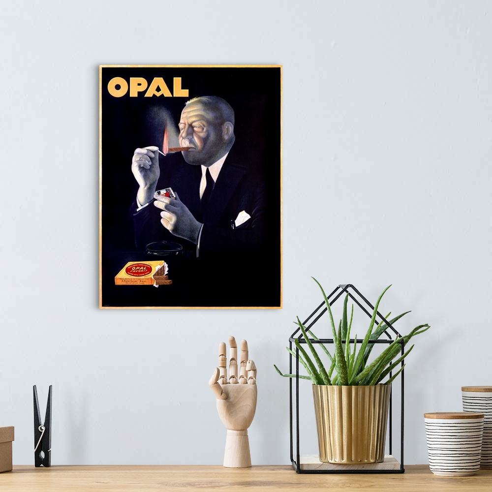 A bohemian room featuring Opal, cigars, Vintage Poster