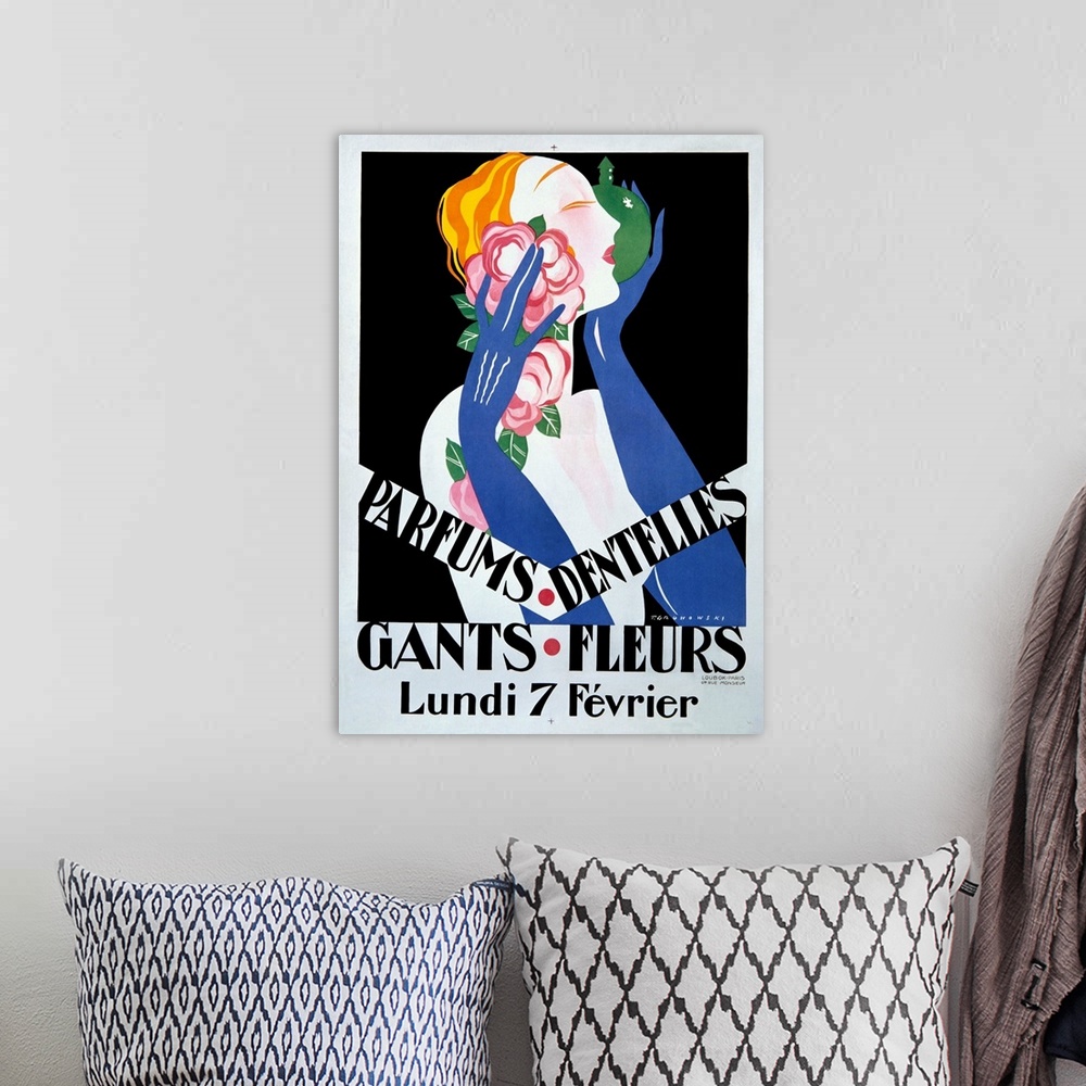 A bohemian room featuring Parfums Dentelles, Vintage Poster, by Gronowski
