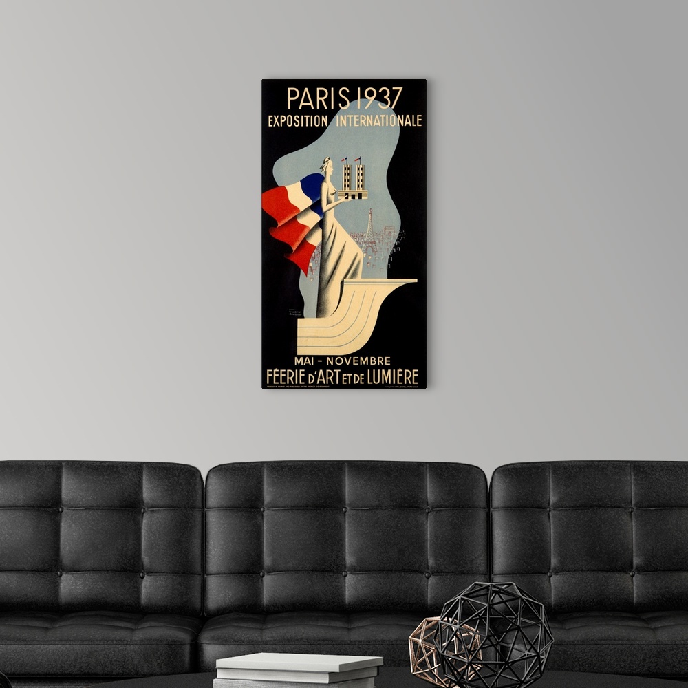 A modern room featuring Paris International Exposition, 1937, Vintage Poster