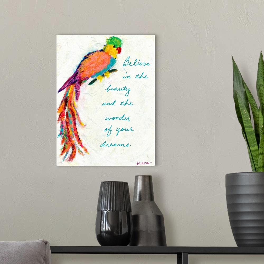 A modern room featuring Parrot Inspirational Print