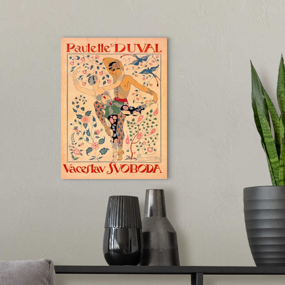 A modern room featuring Paulette Duval and Vaceslav Svoboda, Vintage Poster, by Georges Barbier