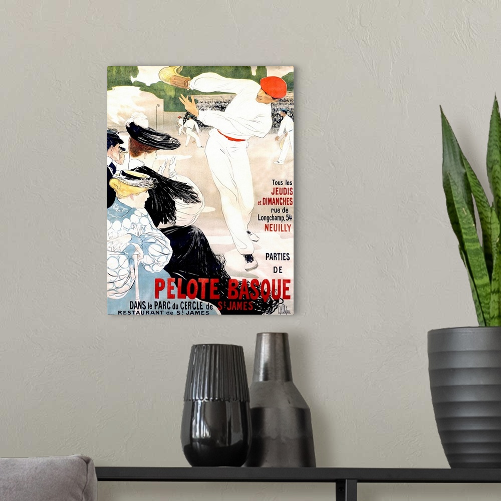 A modern room featuring Pelote Basque, Vintage Poster, by Clementine Helene Dufau