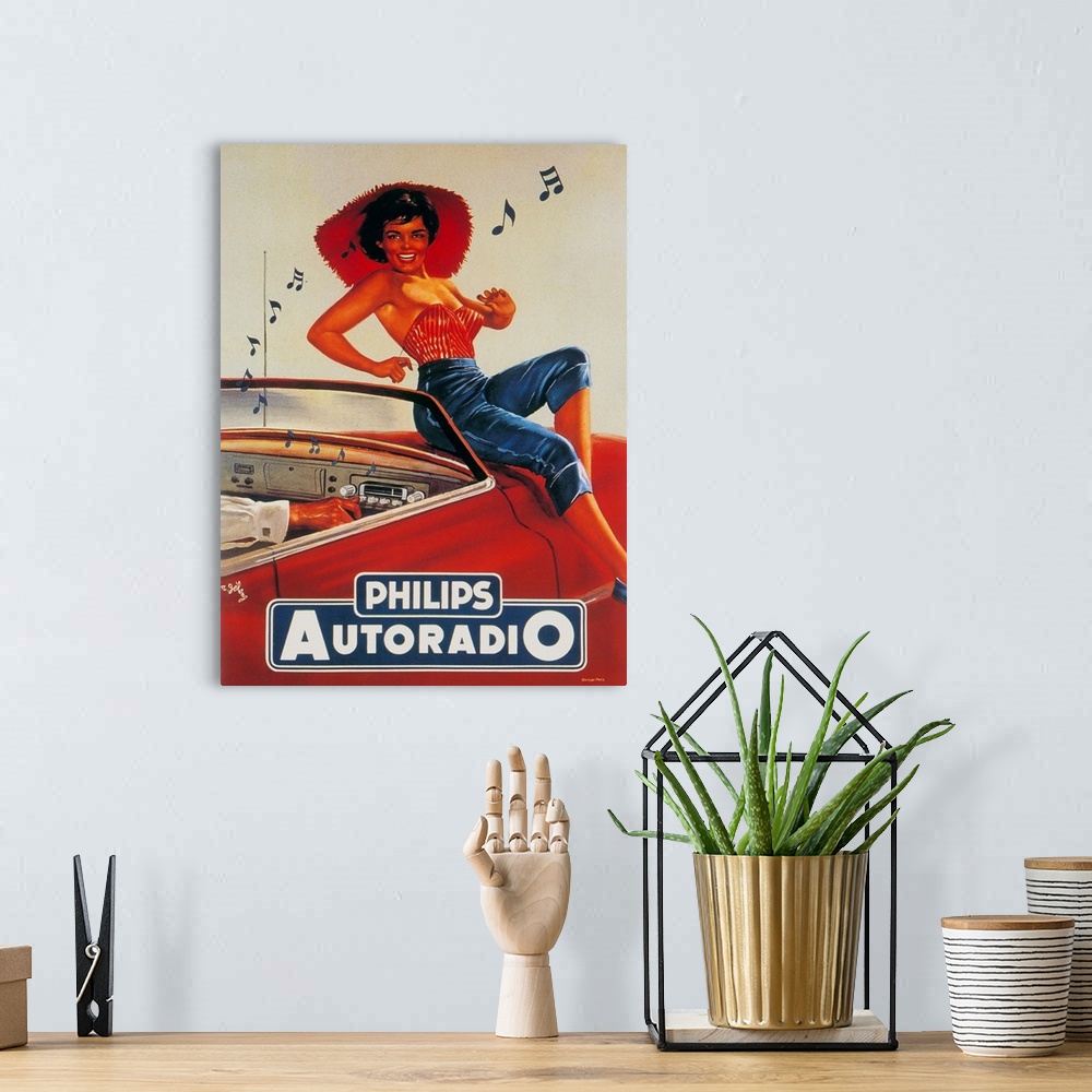 A bohemian room featuring Vintage Radio Poster