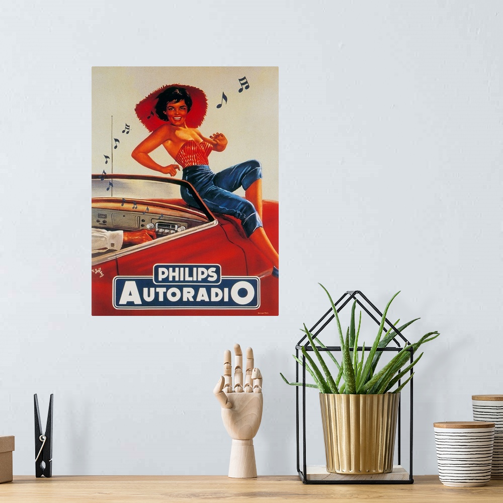 A bohemian room featuring Vintage Radio Poster