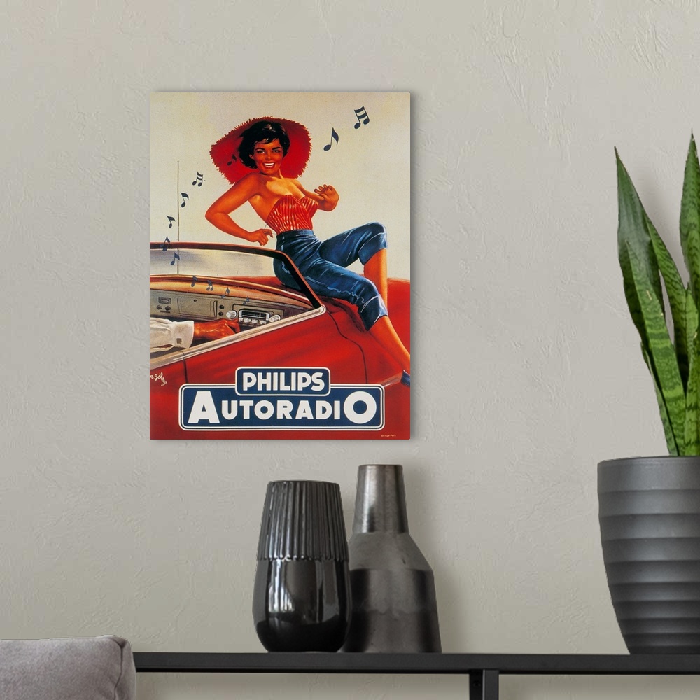 A modern room featuring Vintage Radio Poster