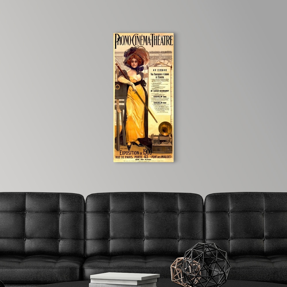 A modern room featuring Phone Cinema Theatre, Exposition de 1900, Vintage Poster, by Francoise Flameng