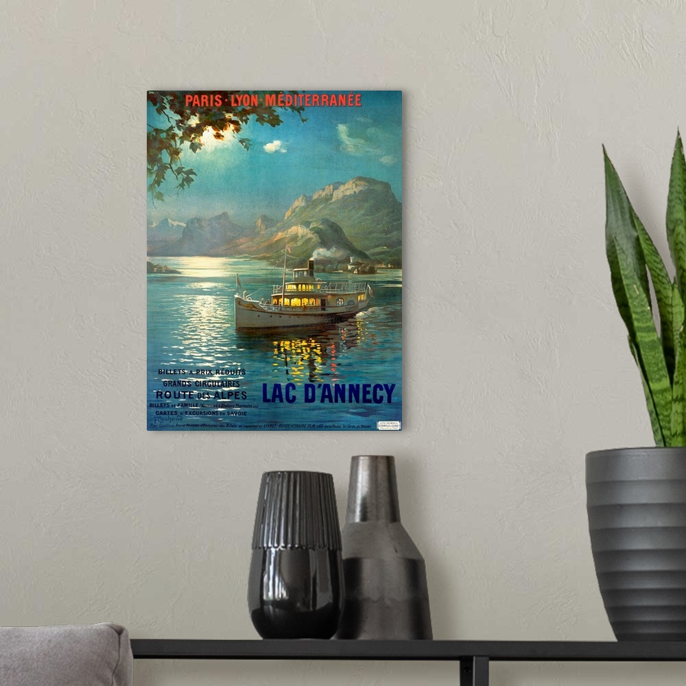 A modern room featuring PLM, Railroad, Lake dAnnecy, Vintage Poster