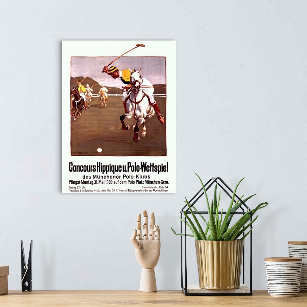 A bohemian room featuring Polo, Concours Hippique, Vintage Poster, by Christian Jank