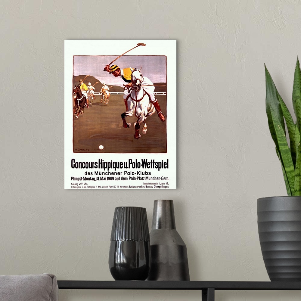A modern room featuring Polo, Concours Hippique, Vintage Poster, by Christian Jank