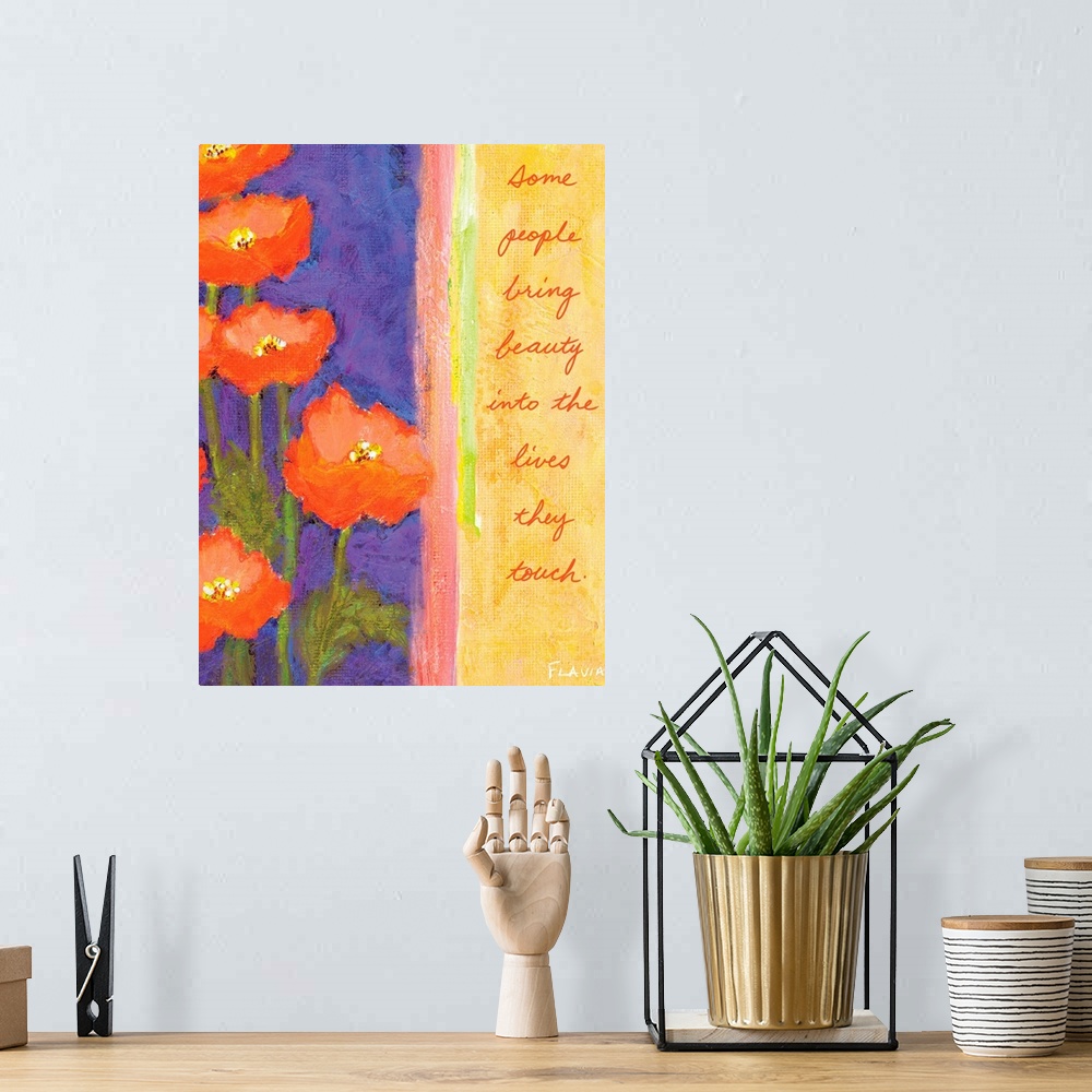 A bohemian room featuring Poppies Inspirational Print