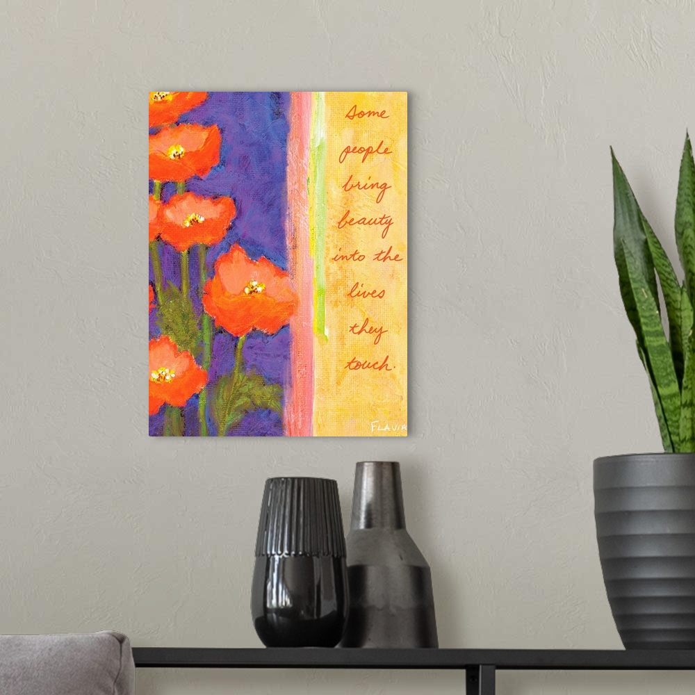 A modern room featuring Poppies Inspirational Print