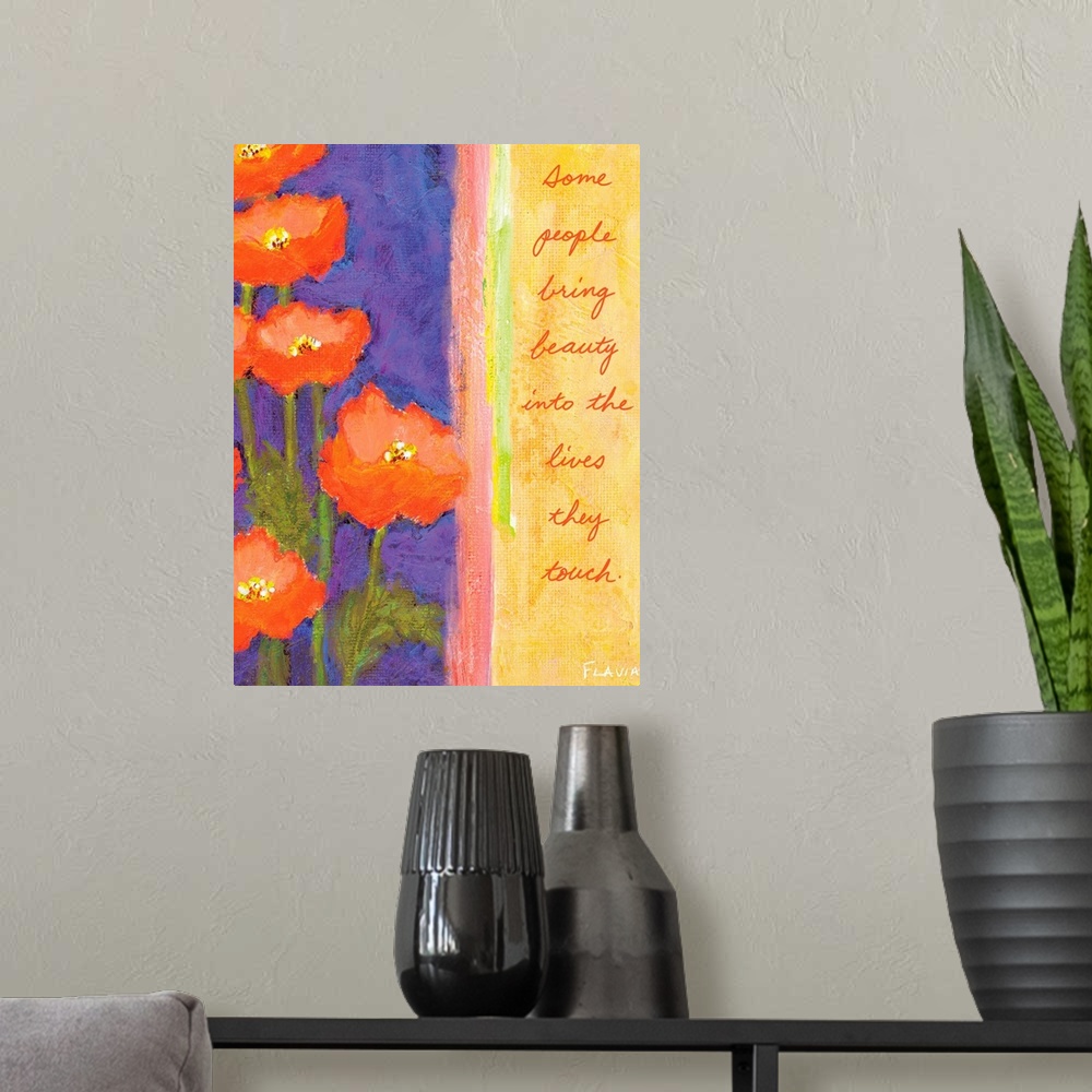 A modern room featuring Poppies Inspirational Print