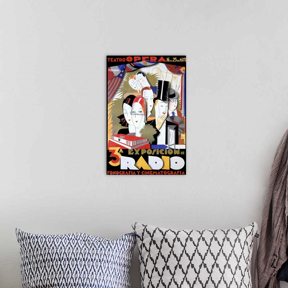 A bohemian room featuring Radio, Vintage Poster, by Achille Luciano Mauzan